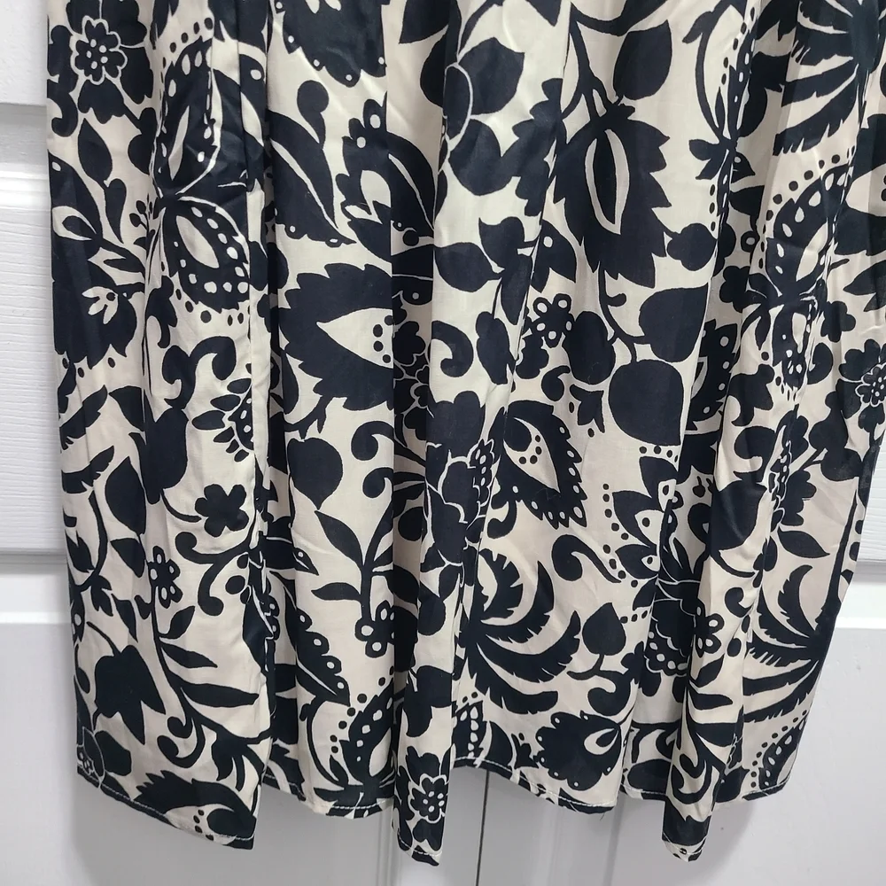 Ann Taylor Monochrome Floral‎ Sleeveless Midi Dress 8P